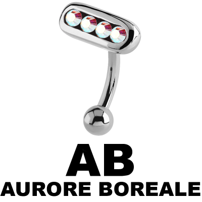 Surgical Steel Jewelled Eyebrow Bananabell Sopracciglio