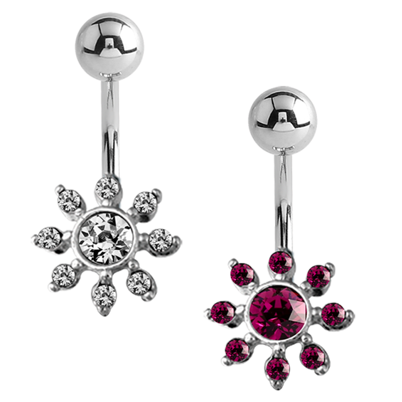 Bananabell Silver Ornament with Swarovski - Flower Ombelico