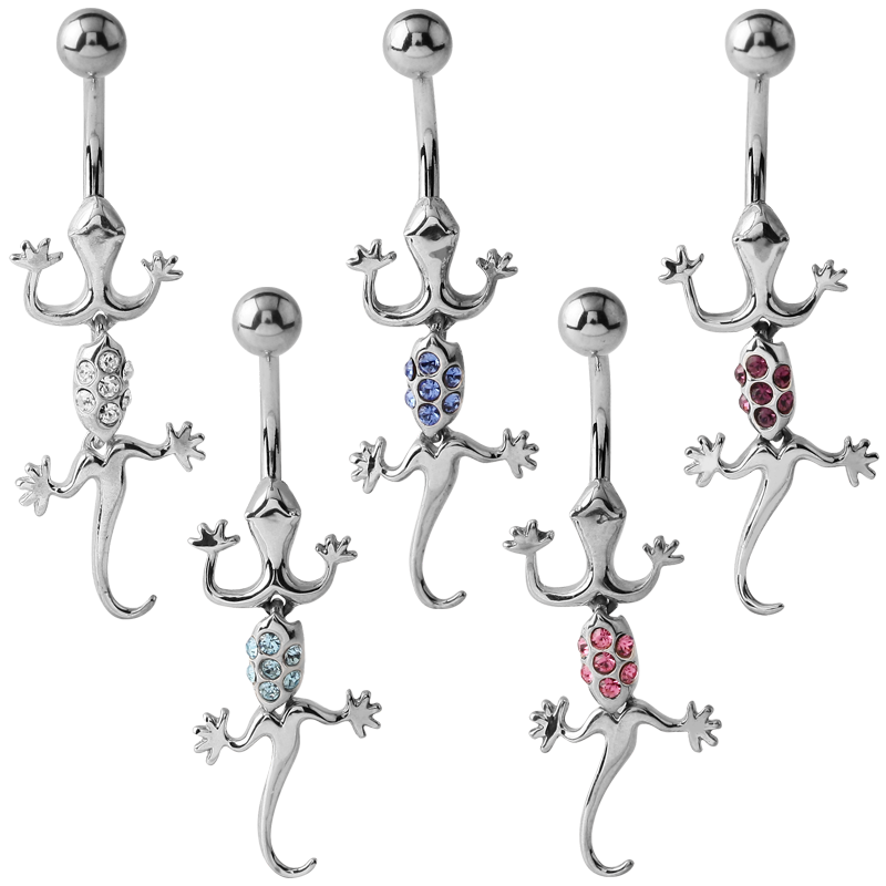 Bananabell Silver Ornament with Swarovski - Lizard Ombelico