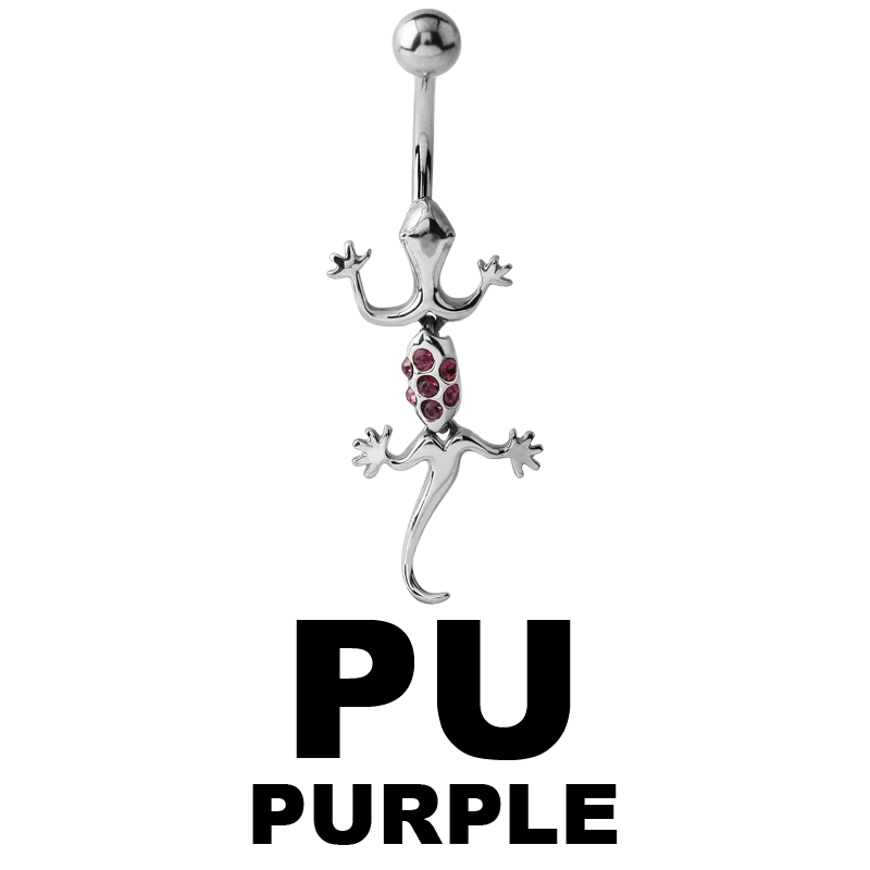 Bananabell Silver Ornament with Swarovski - Lizard Ombelico