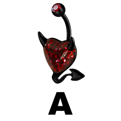 Gloss Finish Devil Heart Black Steel Bananabell Ombelico