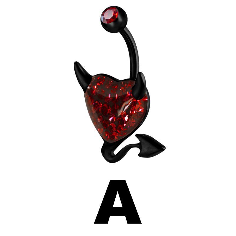 Gloss Finish Devil Heart Black Steel Bananabell Ombelico
