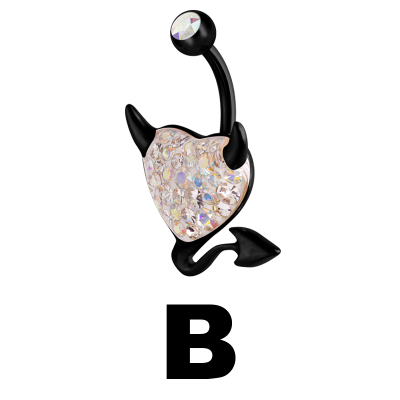 Gloss Finish Devil Heart Black Steel Bananabell Ombelico