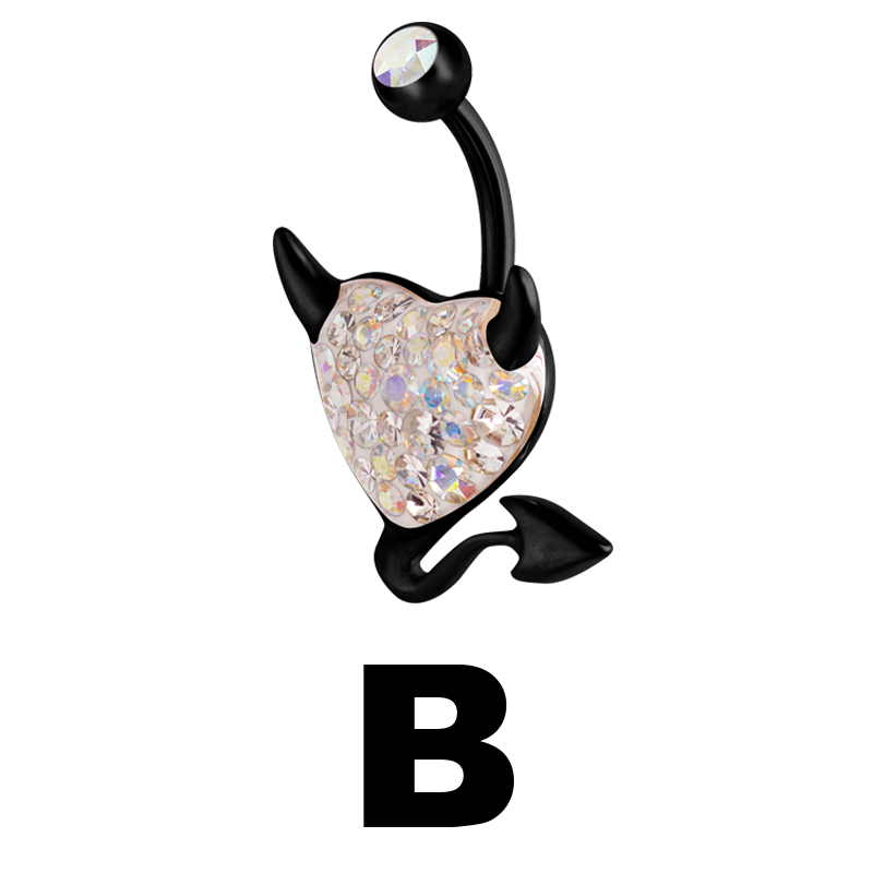 Gloss Finish Devil Heart Black Steel Bananabell Ombelico