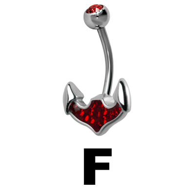 Gloss Finish Anchor Surgical Steel Banananell Navel