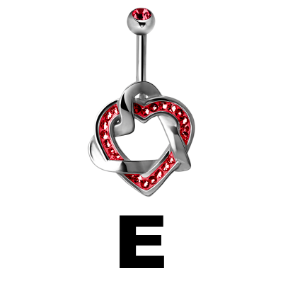 Gloss Finish Double Heart Steel Banananell Ombelico