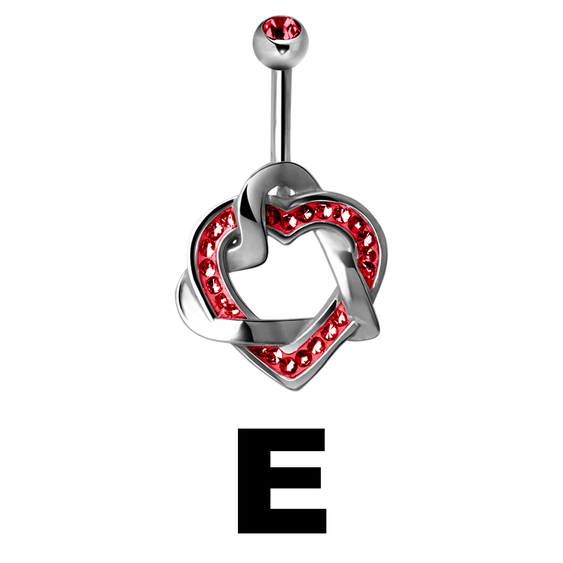 Gloss Finish Double Heart Steel Banananell Ombelico