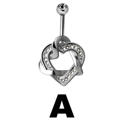 Gloss Finish Double Heart Steel Banananell Ombelico
