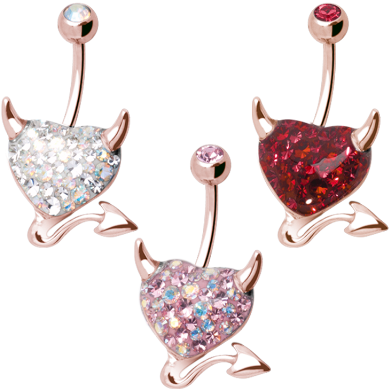 Gloss Finish Devil Heart Rose Gold Steel Bananabell Ombelico
