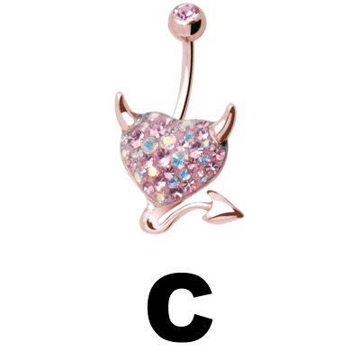 Gloss Finish Devil Heart Rose Gold Steel Bananabell Ombelico