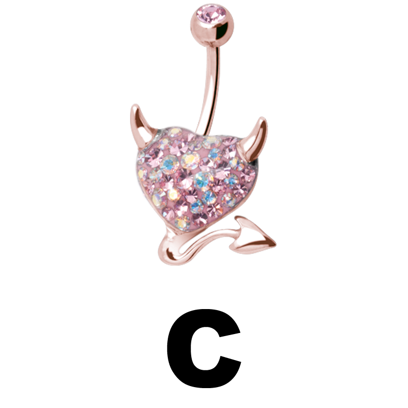 Gloss Finish Devil Heart Rose Gold Steel Bananabell Ombelico
