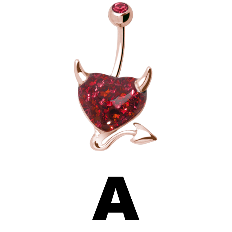 Gloss Finish Devil Heart Rose Gold Steel Bananabell Ombelico