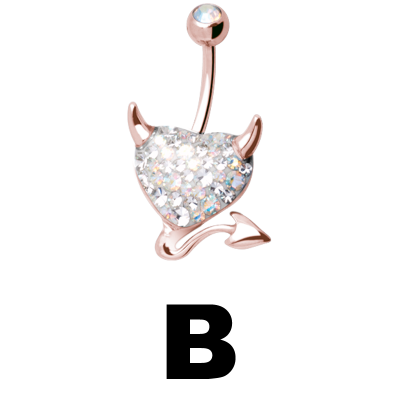 Gloss Finish Devil Heart Rose Gold Steel Bananabell Ombelico