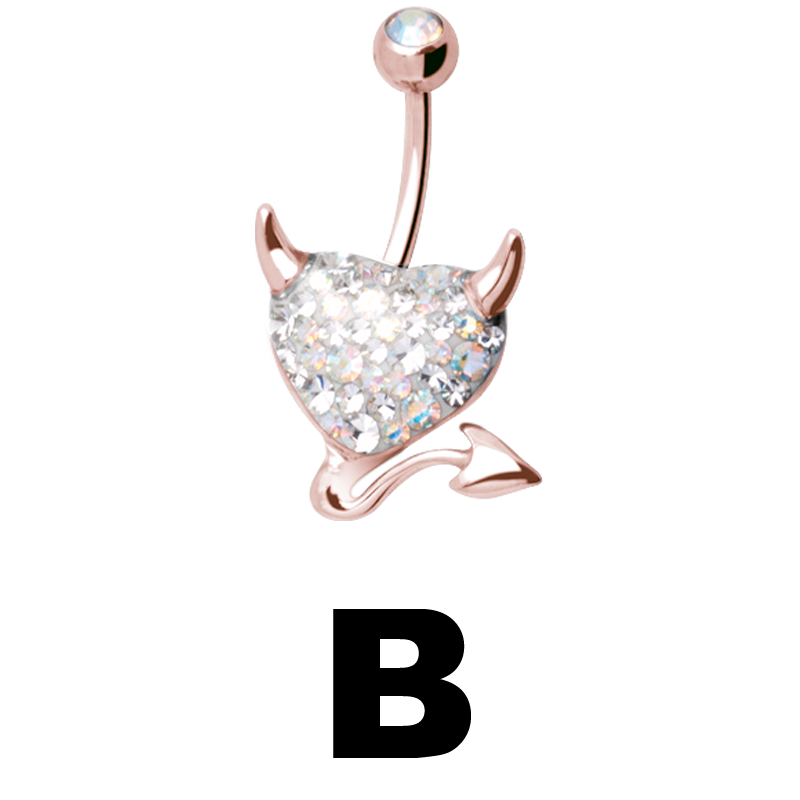 Gloss Finish Devil Heart Rose Gold Steel Bananabell Ombelico