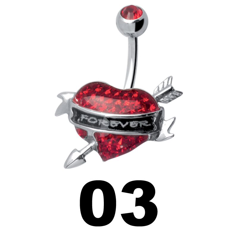Gloss Finish Forever Heart Steel Bananabell Ombelico