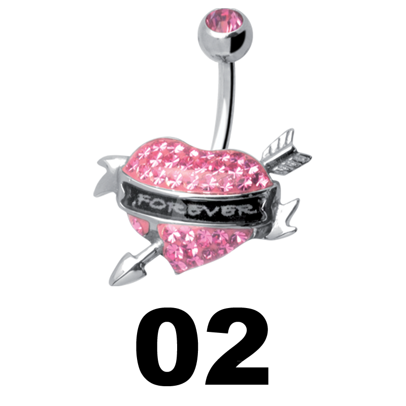 Gloss Finish Forever Heart Steel Bananabell Ombelico