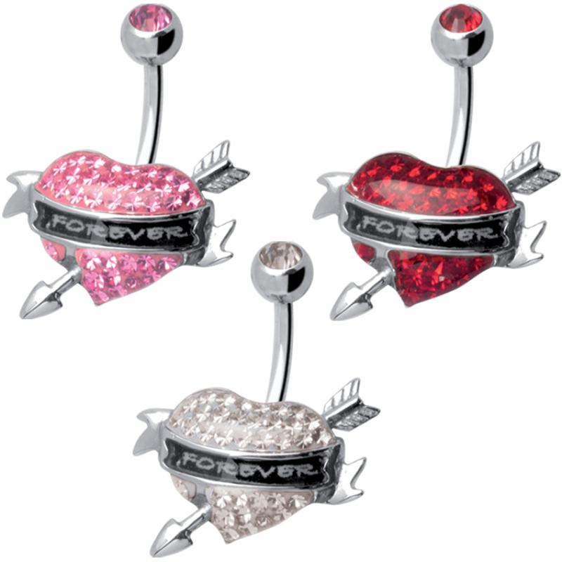 Gloss Finish Forever Heart Steel Bananabell Ombelico