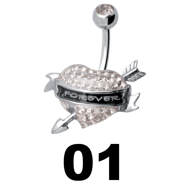 Gloss Finish Forever Heart Steel Bananabell Ombelico
