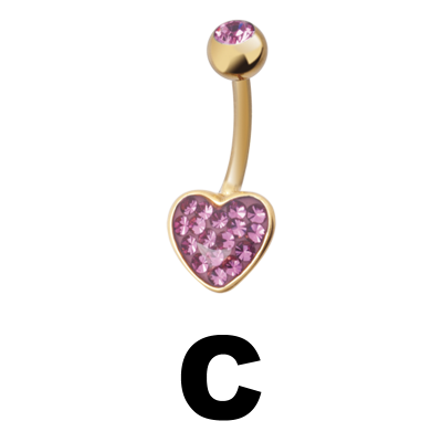 Gloss Finish Heart Gold Steel Bananabell Ombelico