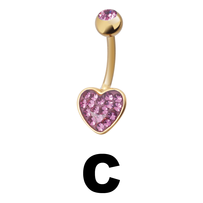 Gloss Finish Heart Gold Steel Bananabell Ombelico