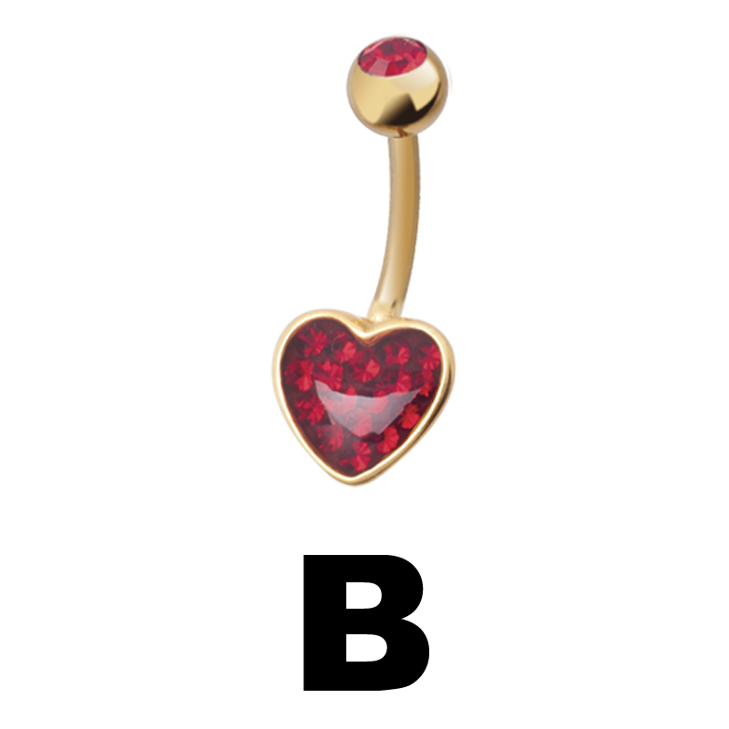 Gloss Finish Heart Gold Steel Bananabell Ombelico
