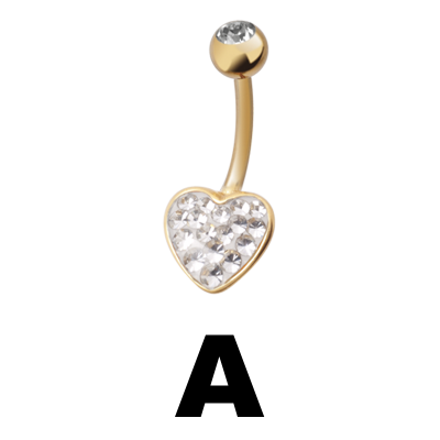 Gloss Finish Heart Gold Steel Bananabell Ombelico