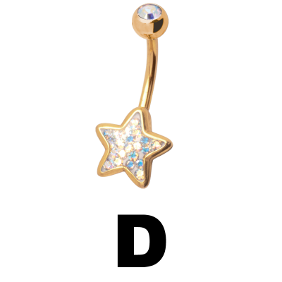 Gloss Finish Star Gold Steel Bananabell Ombelico