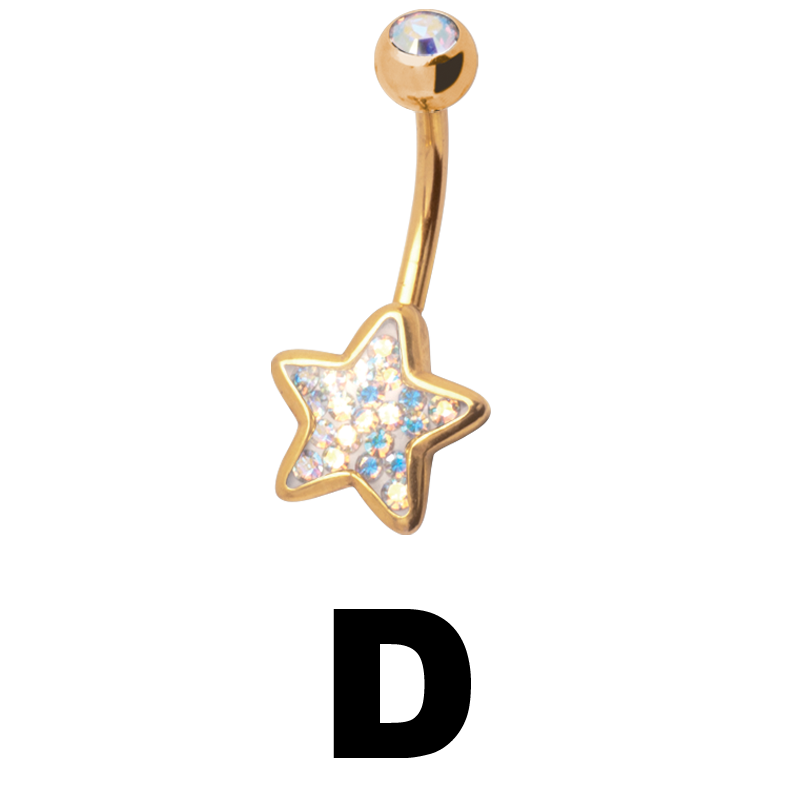 Gloss Finish Star Gold Steel Bananabell Ombelico