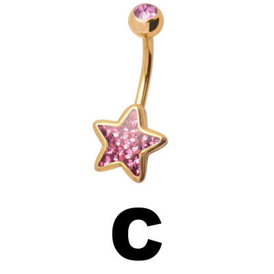 Gloss Finish Star Gold Steel Bananabell Ombelico