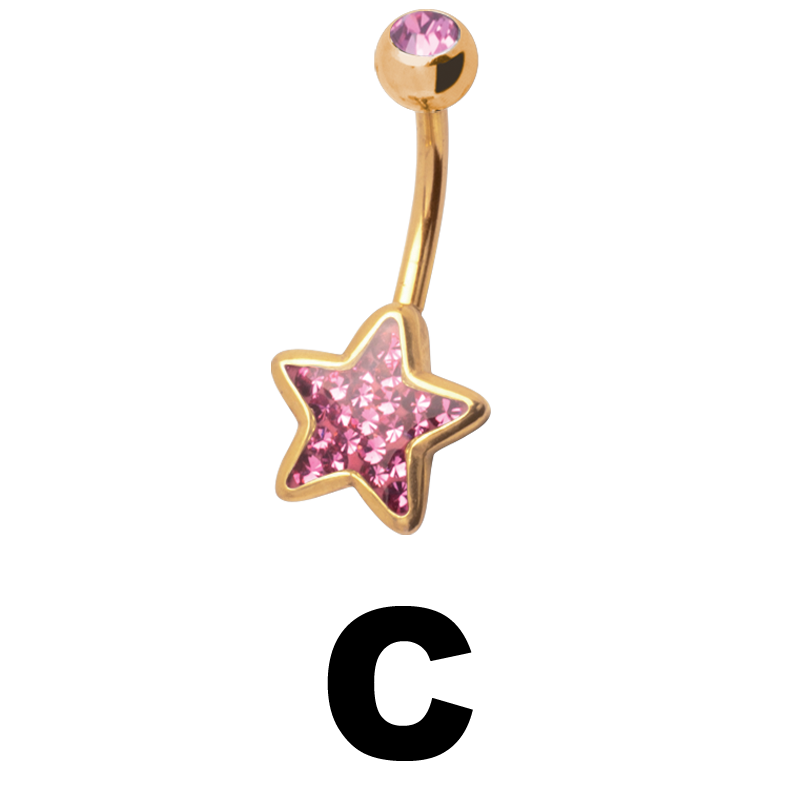 Gloss Finish Star Gold Steel Bananabell Ombelico