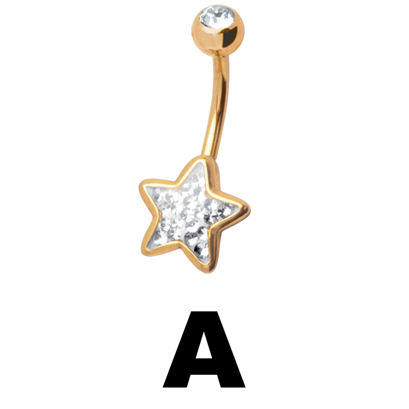 Gloss Finish Star Gold Steel Bananabell Ombelico