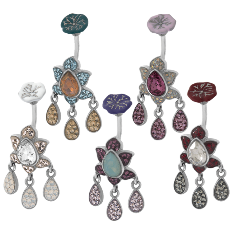 Gloss Finish Lotus Drop Surgical Steel Bananabell Ombelico