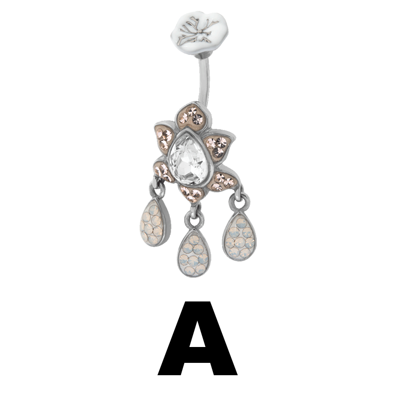 Gloss Finish Lotus Drop Surgical Steel Bananabell Ombelico