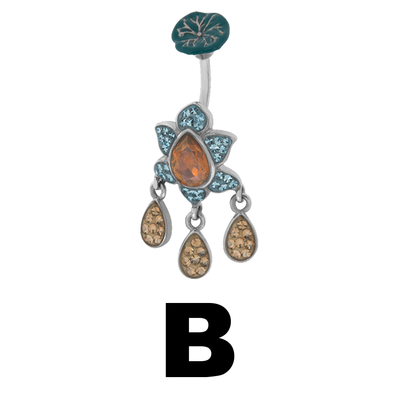 Gloss Finish Lotus Drop Surgical Steel Bananabell Ombelico