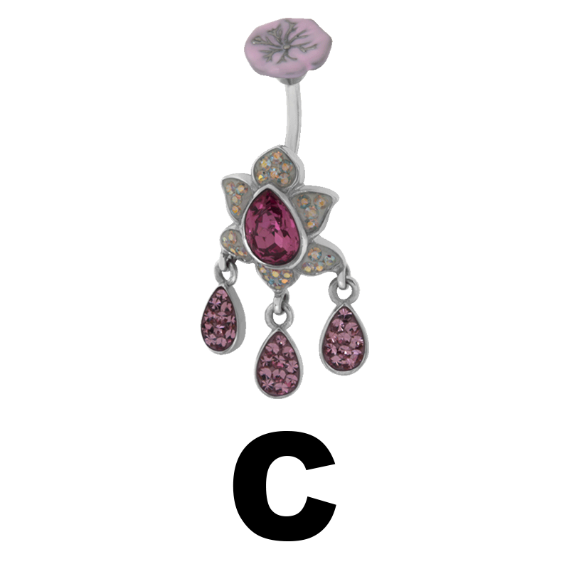 Gloss Finish Lotus Drop Surgical Steel Bananabell Ombelico