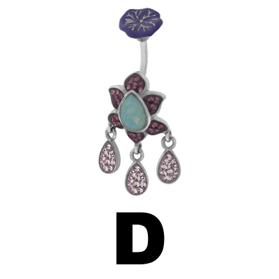 Gloss Finish Lotus Drop Surgical Steel Bananabell Ombelico