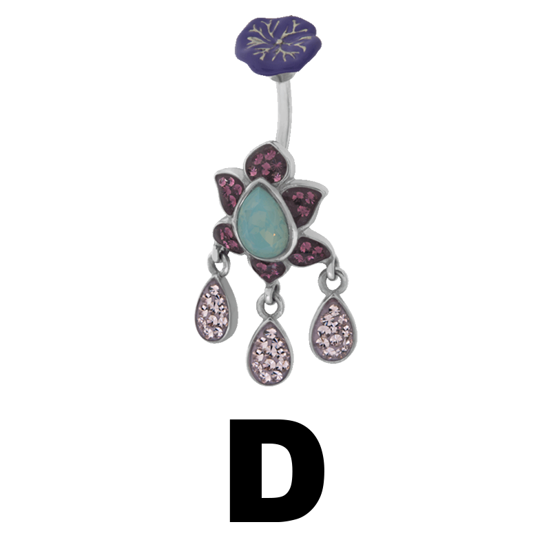 Gloss Finish Lotus Drop Surgical Steel Bananabell Ombelico