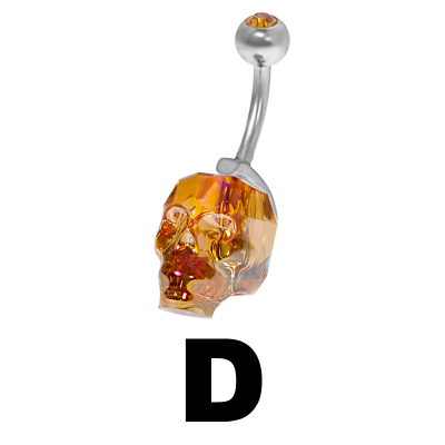 Gloss Finish Crystal Skull Surgical Steel Bananabell Ombelico