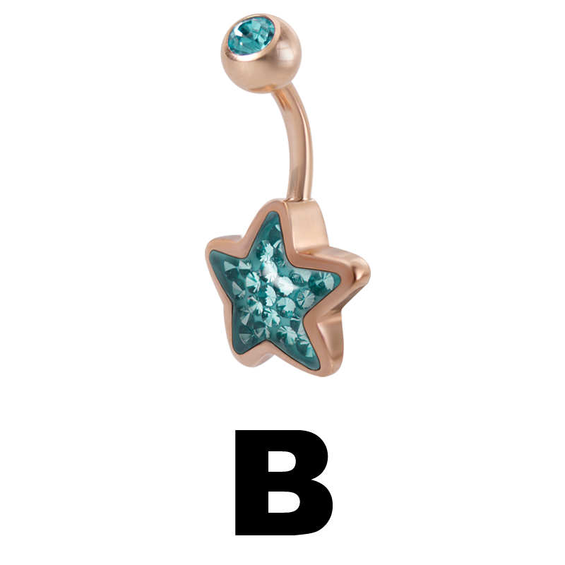 Gloss Finish Star Rose Gold Steel Bananabell Ombelico