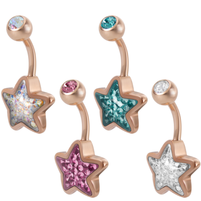 Gloss Finish Star Rose Gold Steel Bananabell Ombelico