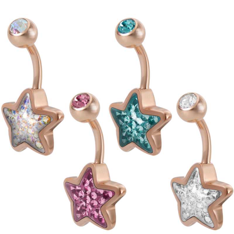Gloss Finish Star Rose Gold Steel Bananabell Ombelico
