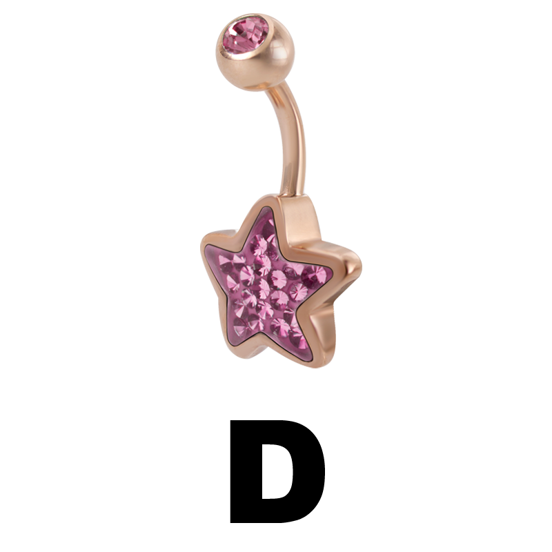 Gloss Finish Star Rose Gold Steel Bananabell Ombelico