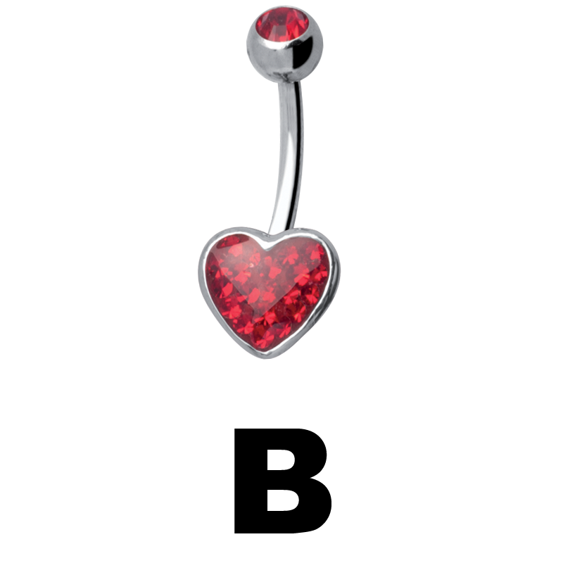 Gloss Finish Heart Steel Bananabell Ombelico