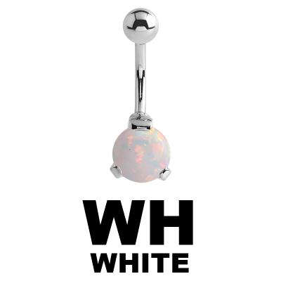 Surgical Steel Round Prong Set Synthetic Opal Bananabell with 5/8mm Ball Ombelico