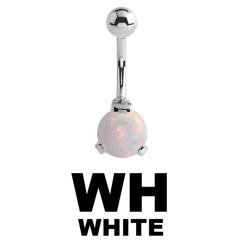Surgical Steel Round Prong Set Synthetic Opal Bananabell with 5/8mm Ball Ombelico