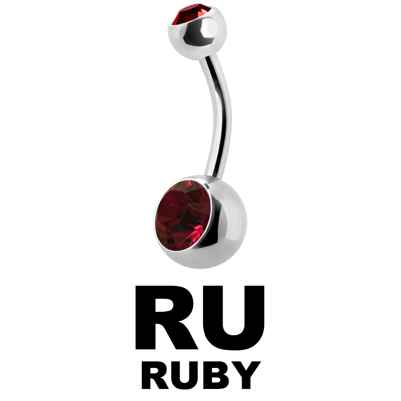 Titanium Double Jewelled Bananabell Ombelico
