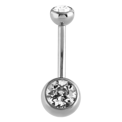 Titanium Internally Threaded Double Jewelled Navel Bananabell Ombelico