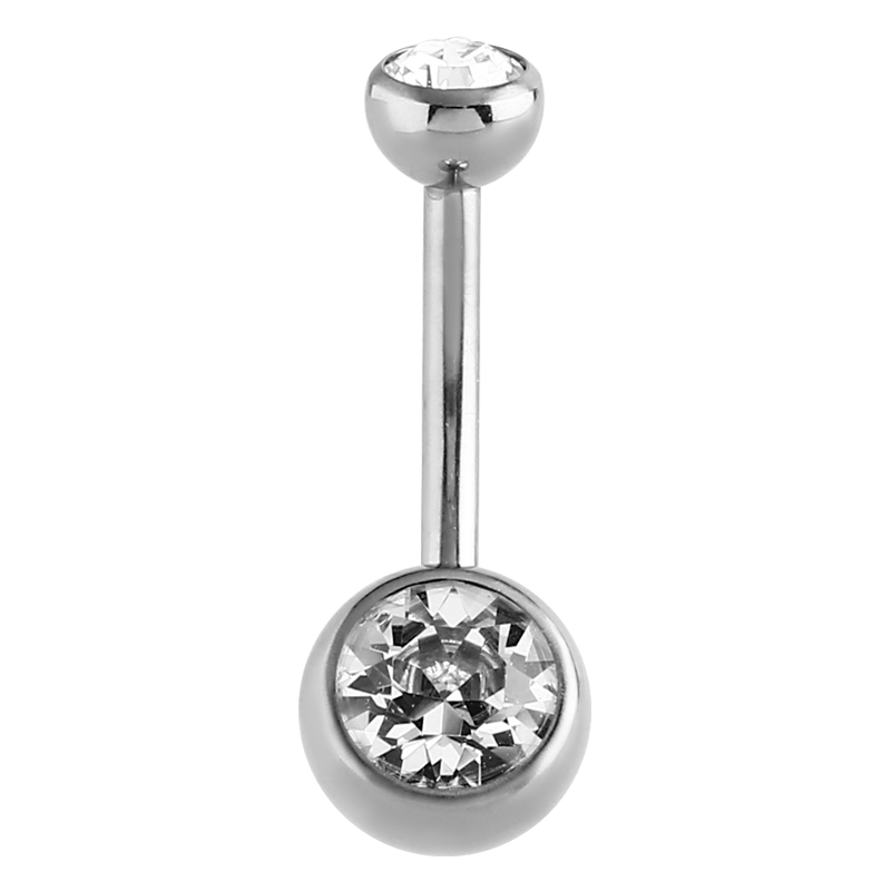Titanium Internally Threaded Double Jewelled Navel Bananabell Ombelico