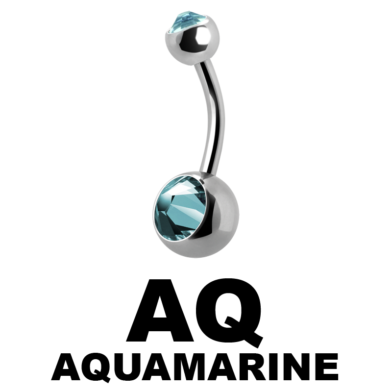 Titanium Double Jewelled Mini Bananabell Ombelico