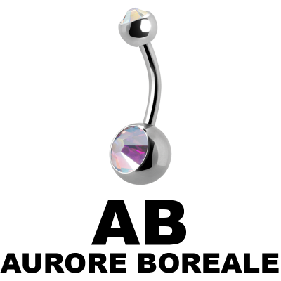 Titanium Double Jewelled Mini Bananabell Ombelico